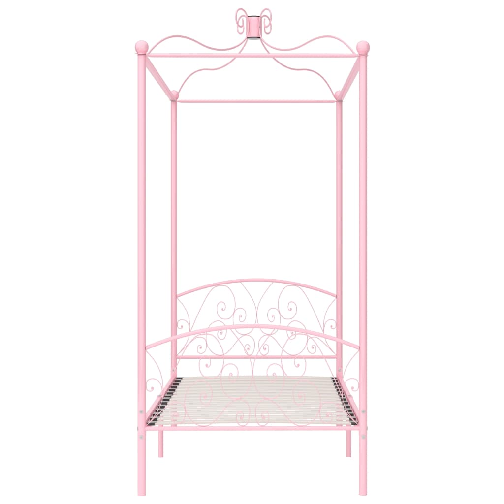 284487 vidaXL Canopy Bed Frame without Mattress Pink Metal 100x200 cm